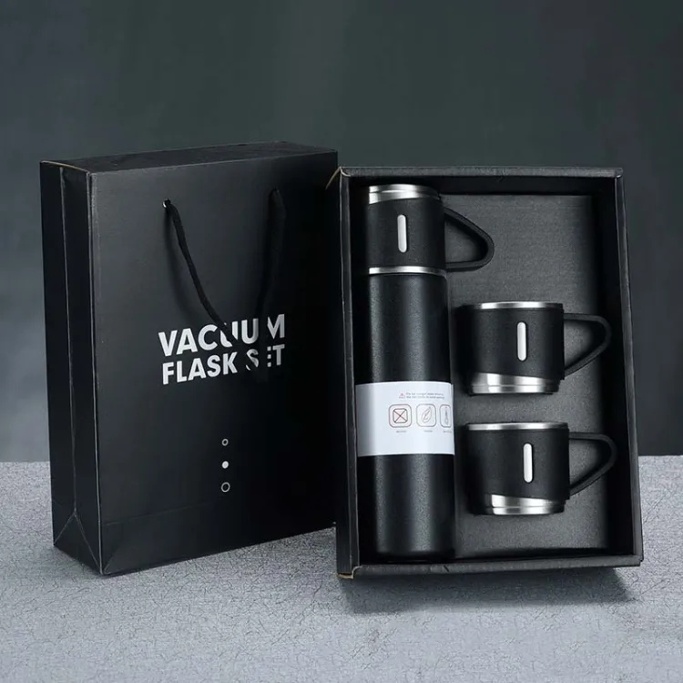 Vacuum Flask Set Stainless Steel Drinking Metal Water Bottle